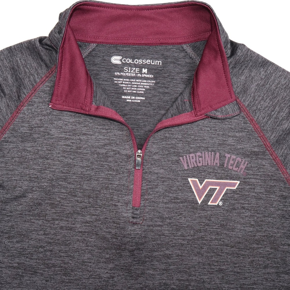 Colosseum‎ Virginia Tech Hokies Womens Medium Quarter Zip Pullover Charcoal Gray